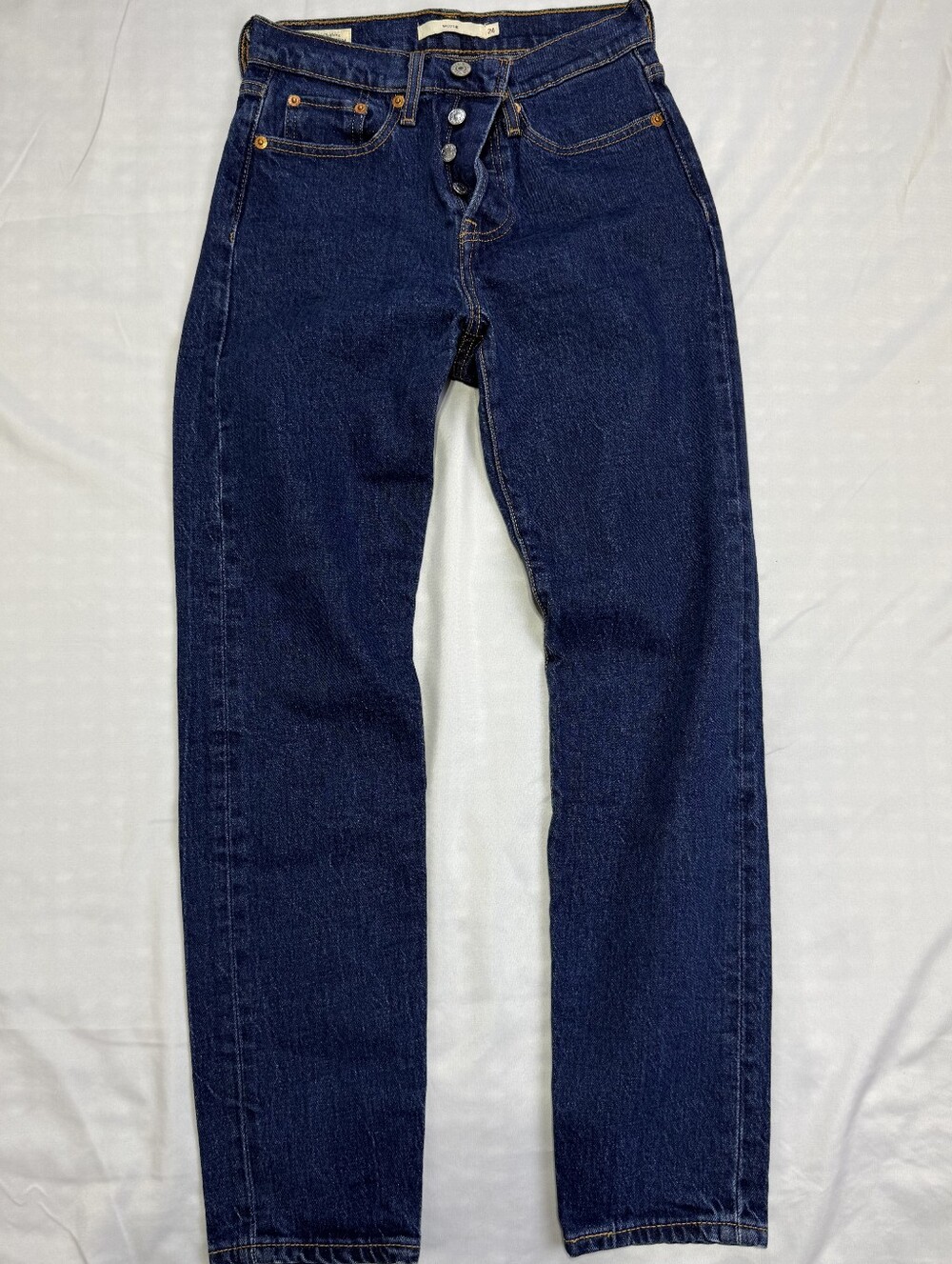 Levi’s Premium Wedgie Straight Jeans Women’s 24x24 Big E Dark Wash Button Fly